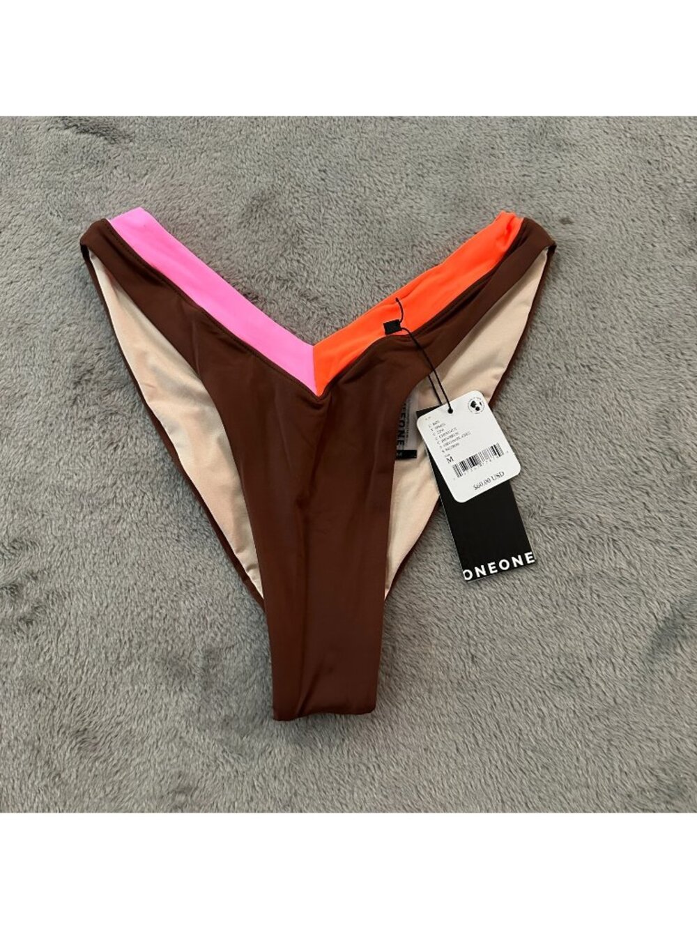 One One Free People Movement Bikini Swimsuit Bottom Brown Pink MEDIUM Swim